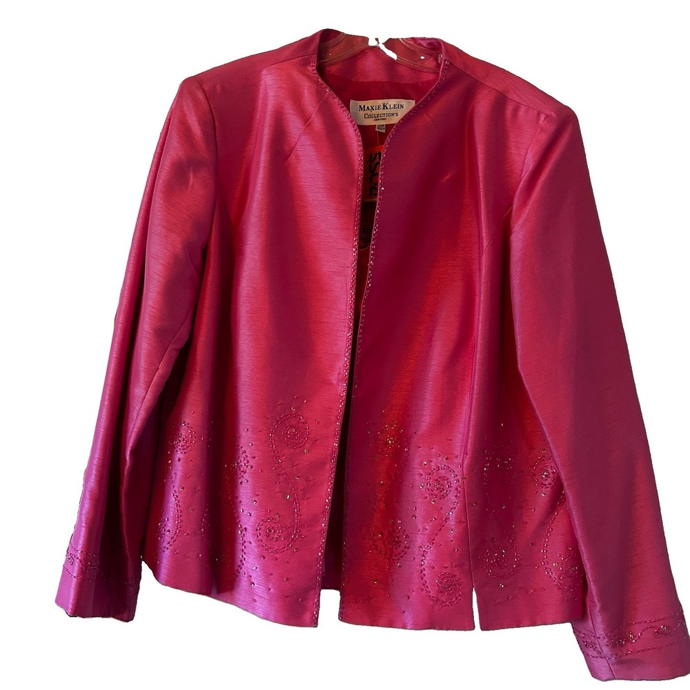 Maxie Klein Pink 2-pc‎ Tank/blazer Crystal Embroidered Beading Size 20W NEW